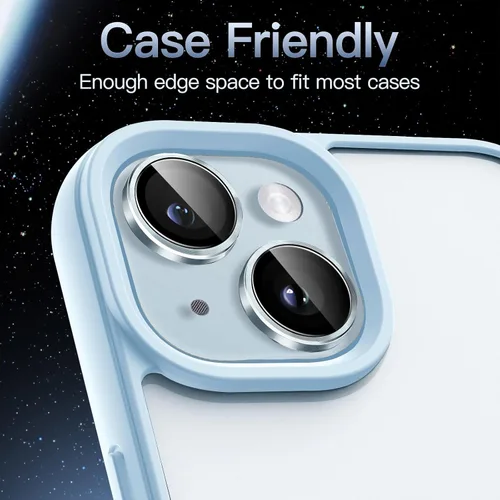 Vista 7 de JETech Protector de lente de cámara para iPhone 15 de 6.1 pulgadas y iPhone 15 Plus de 6.7 pulgadas, cubierta de anillo individual de metal de Azul