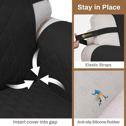 Vista 4 de CAPALOCA Funda de sofá 100% impermeable para perros, lavable, antideslizante, funda protectora de 3 cojines con bolsillos