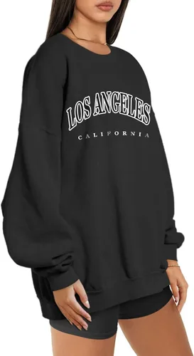 Vista 2 de Trendy Queen Sudaderas de gran tamaño para mujer, sudaderas con capucha de forro polar con cuello redondo, suéteres cómodos, ropa de otoño e
