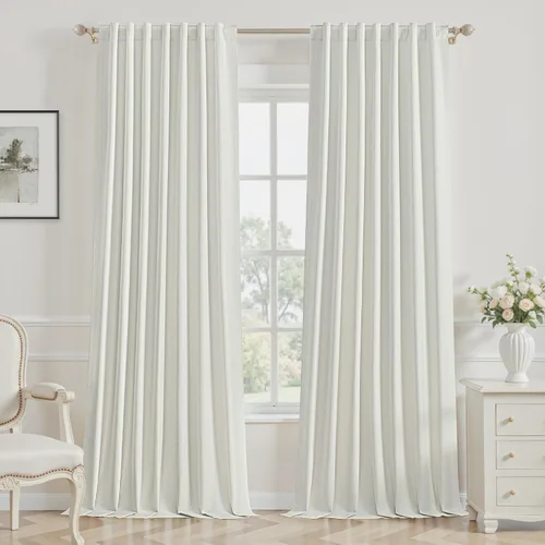 Vista 45 de Cortinas opacas de 54 pulgadas de largo para dormitorio, sala de estar, cortinas beige con aislamiento térmico, oscurecimiento de la habitación