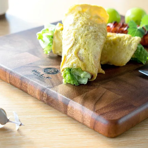 Vista 7 de Tabla de cortar de grano final con mango para carne, tabla de queso, verduras, pan, tabla de servir de madera decorativa para cocina y comedor, 13 x