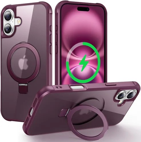 Vista 129 de CHAOFEnG Funda magnética compatible con iPhone 11 con soporte, prueba de caídas de grado militar, compatible con imán, anillo translúcido, parte