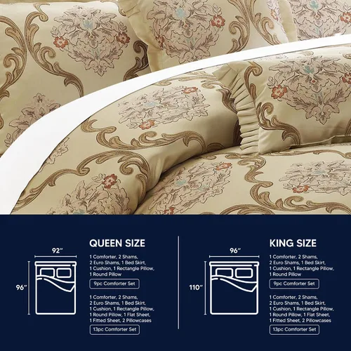 Vista 17 de Chic Home Aubrey Decorator juego completo de 9 piezas de ropa de cama con estilo tapicería y diseño Jacquard + almohadas