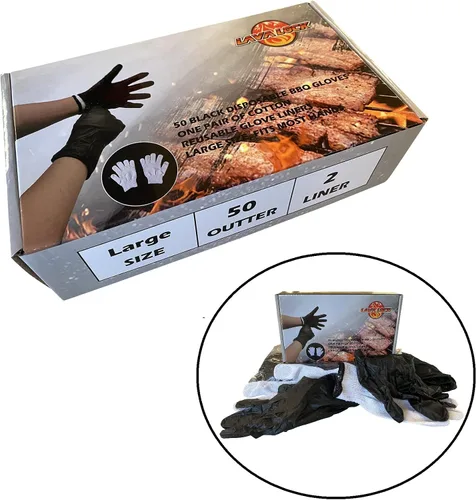 Vista 9 de LavaLock Guantes desechables de nitrilo para barbacoa con forro de algodón para cocinar al aire libre, ahumadores y competición de barbacoa