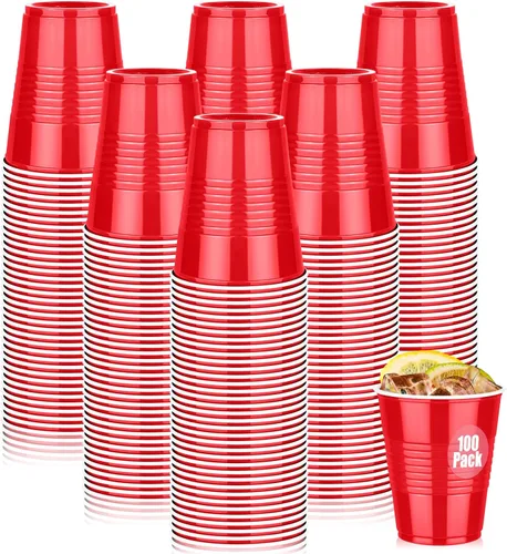 Vista 11 de Paquete de 100 vasos desechables de plástico negro de 12 onzas, vasos resistentes para beber para degustación de cerveza servir aperitivos