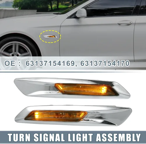 Vista 2 de Indicador de guardabarros de coche, marcador lateral, señal de giro, luz ámbar 63137154169 para BMW 528i 535i 550i 2011-2013 lente transparente tono