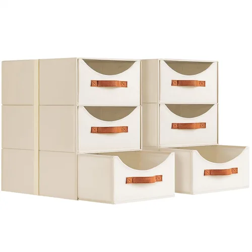 Vista 21 de Homsorout Cajones de almacenamiento apilables, contenedores de almacenamiento plegables con cajones, paquete de 8 cestas organizadoras de estantes