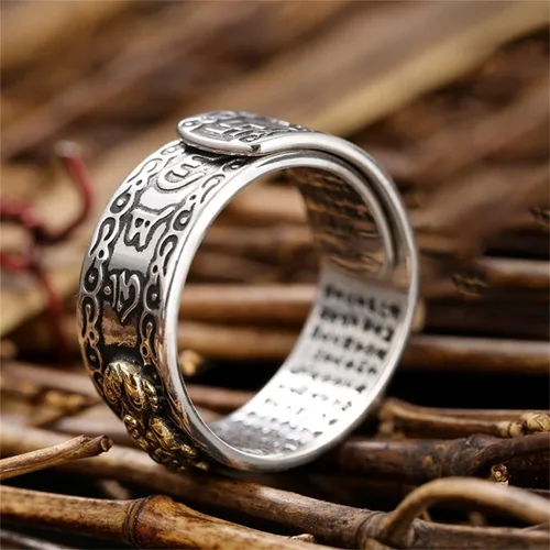 Vista 8 de JILIYUPA 4 anillos de Feng Shui Pixiu, amuleto budista de buena suerte, doble protección, riqueza, amor, salud, regalo para hombres y mujeres