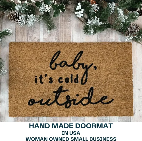 Vista 5 de Nickel Designs Christmas Doormat, Heavy Duty Natural Coir Fibers, UV Resistant, Winter Front Porch Decor, Christmas Theme (Standard 18x30 inches)