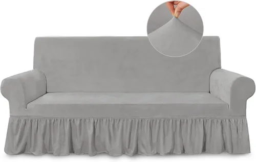 Vista 142 de NICEEC Funda para sofá biplaza, súper suave, 1 pieza, color rojo vino, elástica, universal, de elastano, para sala de estar, fácil ajuste, lavable