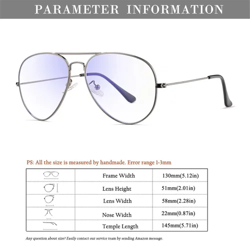 Vista 8 de HJSTES Lentes de aviador de lente transparente luz azul para mujeres y hombres marco de piloto anteojos clásicos sin receta