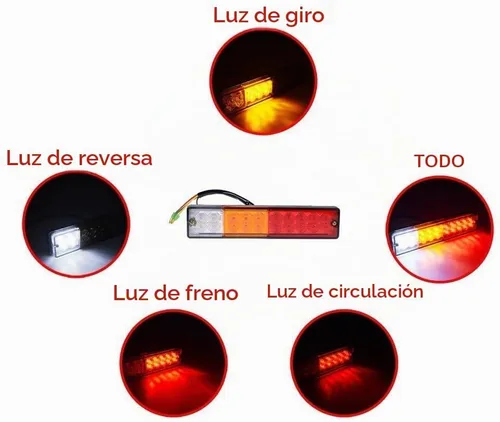 Vista 4 de 20 LED Camión Remolque luz trasera luz de señal de giro, Lámpara trasera de luz de stop luz de reversa, 3 W 12 V rojo-amber-blanco impermeable