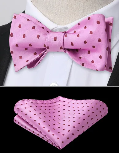 Vista 170 de HISDERN Pajaritas para hombre, diseño de lunares, corbatín y bolsillo cuadrado, clásico, esmoquin de negocios, boda, pajaritas, pañuelo