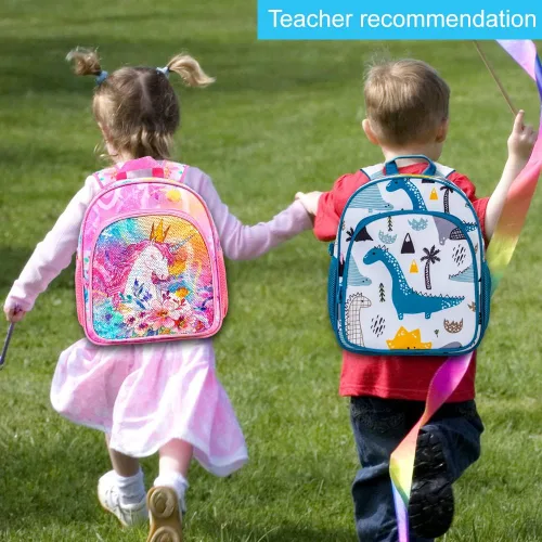 Vista 5 de CCJPX Mochila para niños y niñas, 12.5 pulgadas, dinosaurio, unicornio, preescolar, mochila escolar linda para jardín de infantes