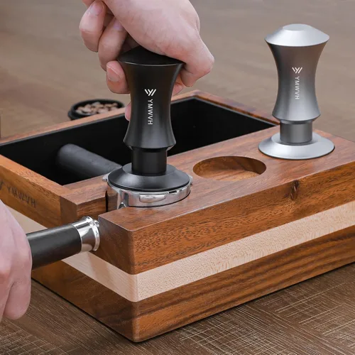 Vista 3 de Tamper de espresso de 51 mm, tamper de café barista premium con muelles de repuesto de 20 lb/30 lb y base ondulada 100% de acero inoxidable, presión
