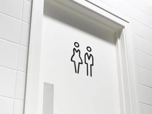 Vista 7 de Letrero de baño acrílico con respaldo adhesivo para hombres y mujeres, letreros de puerta de baño, letreros de baño para negocios, señalización
