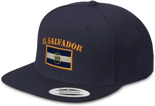Vista 9 de Sombrero de Snapback personalizado para hombre, sombreros de ala plana, bordado de bandera de El Salvador, sombrero de factura plana bordado
