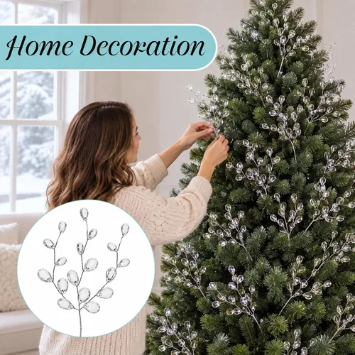 Vista 10 de Jetec 60 púas de cristal acrílico floral para árbol de Navidad