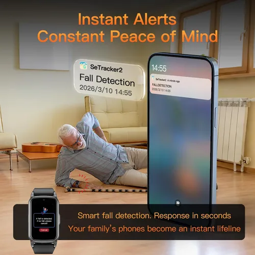 Vista 2 de Fall Detection Smart Watch for Seniors with GPS Tracking, SOS Alert & HD Video Call, Waterproof Fitness Tracker for Dementia/Alzheimer’s, 4G Safety