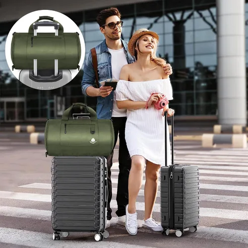 Vista 6 de Densata Bolsa de viaje de 50-70L, bolsa de lona deportiva expandible, bolsa de lona mejorada para el fin de semana durante la noche, bolsa