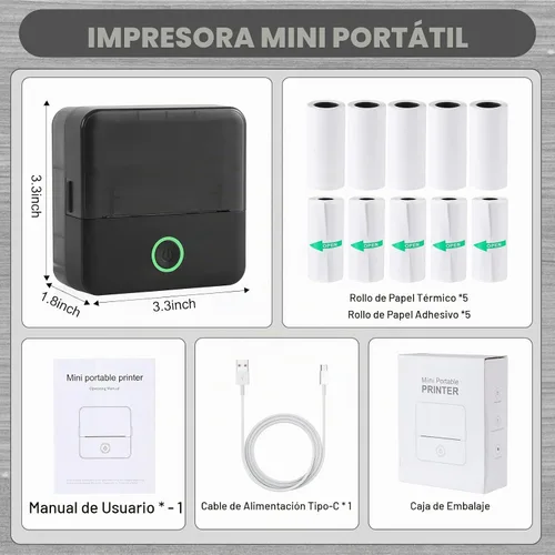Vista 8 de cudinham Mini impresora Print Pods, fabricador de pegatinas térmico sin tinta con 10 rollos de papel de impresión, Printpod de bolsillo para Negro