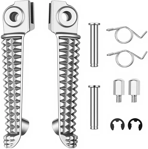 Vista 7 de Estriberas delanteras compatibles con Yamaha YZF R1 R6 R6S, reposapiés de motocicleta de aluminio negro con textura de alto agarre, pedales