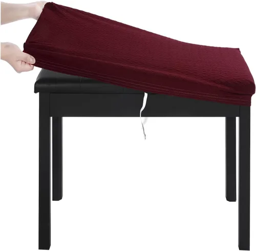 Vista 18 de BUYUE Funda para Taburete de Banco de Tocador de Lujo, (15"- 20") L x (11.8"- 15.7") A Banco Pequeño Rectangular Funda Elástica de Jacquard Lavable