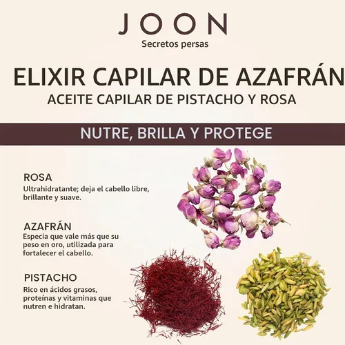 Vista 7 de Joon Elixir Capilar Azafrán Pistacho + Aceite de Rosa para el Cabello, 1.11 Fl.