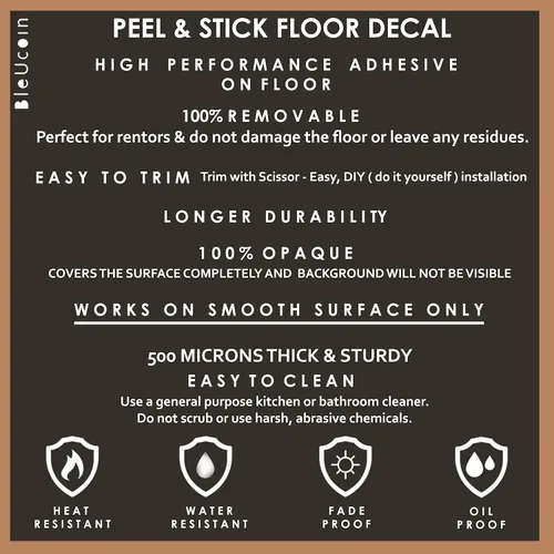 Vista 6 de Bleucoin Encaustic - Calcomanías antideslizantes para azulejos de suelo, baño, cocina, lavandería, impermeables y extraíbles, ecológicas, vinilo
