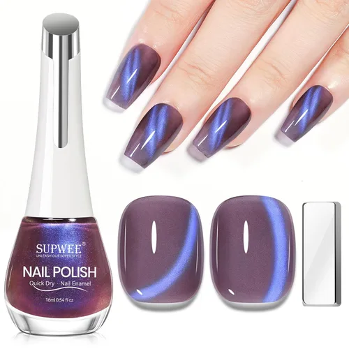 Vista 14 de Esmalte de uñas de ojo de gato con perla de sirena, secado rápido, esmalte de uñas magnético sin gel con imán, esmalte de uñas de ojo de gato