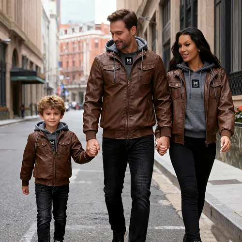 Vista 2 de GGleaf Chaqueta de cuero sintético para hombre, impermeable, estilo bomber motera vintage, de PU, estilo moto biker