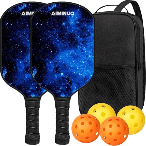 Vista 9 de Palas de pickleball de fibra de vidrio, juego de paletas de pickleball ligeras de 0.63 pulgadas para hombres, mujeres, niños, interiores y exteriores