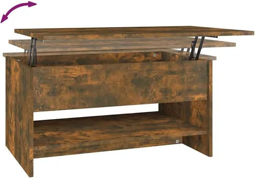 Vista 9 de Coffee Table Smoked Oak Engineered Wood, 31.5x19.7x15.7 in, Rectangular Living Room Furniture with Hidden Storage, Modern Mesa de Centro para Sala