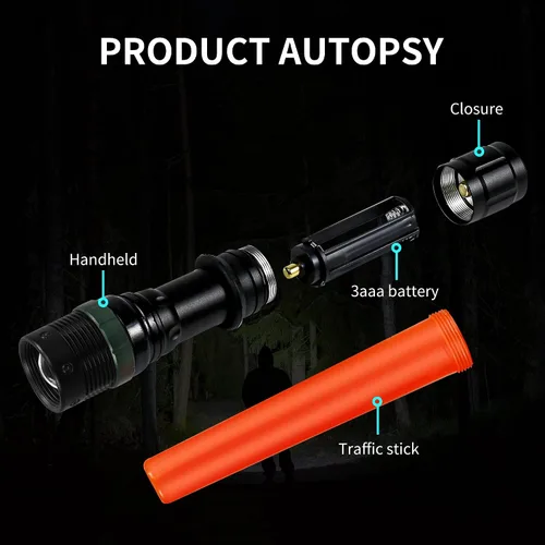 Vista 6 de 2 luces LED de señal de seguridad de 11 pulgadas, luces de control de tráfico con 7 modos de flash rojo, para asistente de estacionamiento