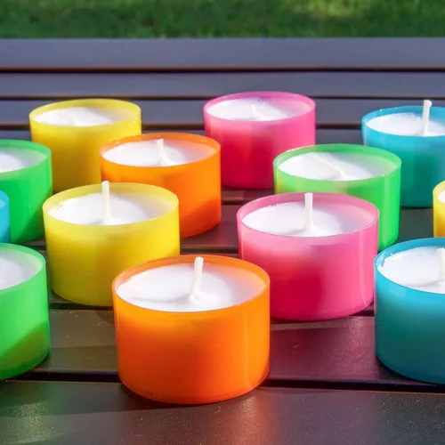 Vista 4 de Stonebriar - Juego de 48 velas de té multicolor sin perfume con tiempo de combustión de 6 a 7 horas