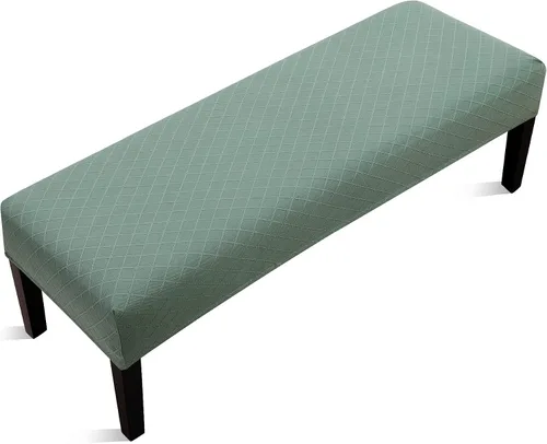 Vista 11 de Fuloon - Funda elástica de jacquard para banco de comedor, antipolvo, desmontable, funda para banco lavable, protector de cojín de asiento para Beige