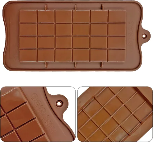 Vista 3 de Molde antiadherente de silicona para chocolate, de grado alimenticio y barras energéticas (3 moldes de barra de chocolate, juego de 3) (3)