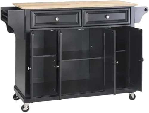 Vista 22 de Crosley Furniture isla de cocina con ruedas, Madera, Negro