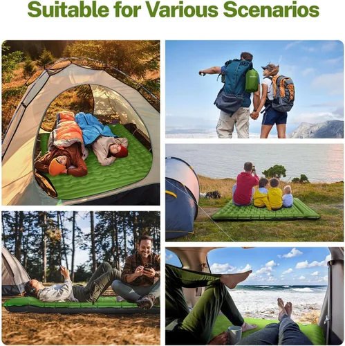 Vista 14 de OGERY Colchoneta de dormir para campamento, almohadilla de dormir reforzada extra gruesa de 6 pulgadas con almohadas y bomba de pie integrada Azul