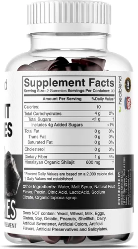 Vista 9 de healblend Gomitas Shilajit orgánicas del Himalaya de 600 mg – Salud óptima, energía e inmunidad para hombres y mujeres, sabor a fruta natural – 60