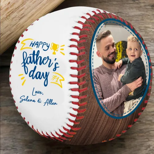 Vista 2 de Foto personalizada para el Día del Padre, con tus fotos y texto Béisbol Cumpleaños Día del Padre para papá, marido, abuelo