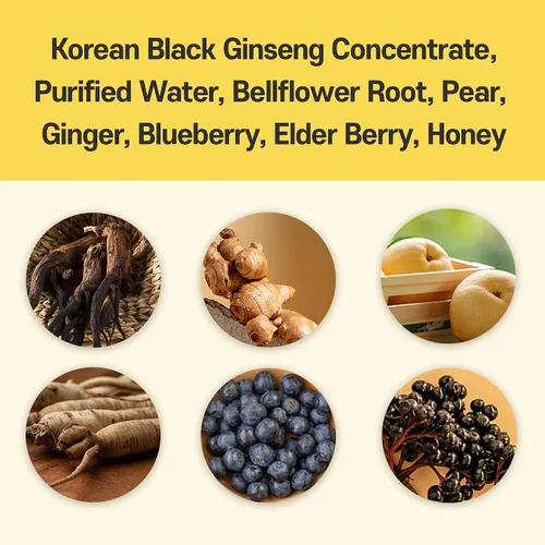 Vista 2 de GeumHeuk Ginseng negro coreano para niños, vitaminas, multivitamínicos, apoyo al sistema inmunológico, enfoque, rendimiento mental de 1.7 fl oz x 30
