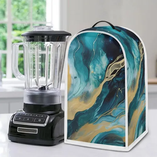 Vista 5 de Fundas para batidora para cocina, cubierta de procesador de alimentos de mármol azul con mango duradero, cubiertas antipolvo para electrodomésticos