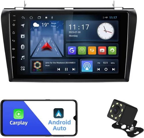 Vista 8 de 1+32G Android 13 Estéreo de Coche Doble DIN para Mazda 3 2004-2009 con Radio de Pantalla Táctil de 9 Pulgadas Integrado, Carplay Inalámbrico/Android