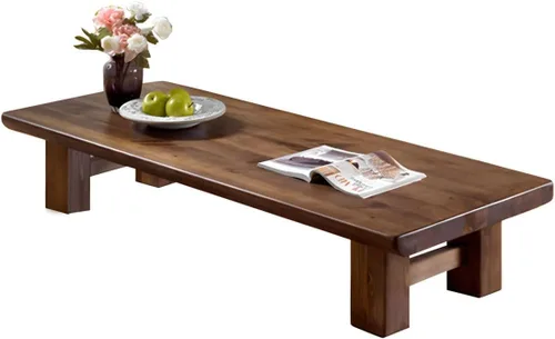Vista 7 de Mesa de centro contemporánea de madera maciza de 4 patas, mesa de centro de estilo japonés Tatami, mesa baja de madera de pino zen, mesa de té
