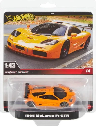 Vista 6 de Hot Wheels Vehículo McLaren F1 GTR 1995 a escala 1:43 prémium Réplica con licencia oficial a escala 1:64 para coleccionistas adultos, neumáticos