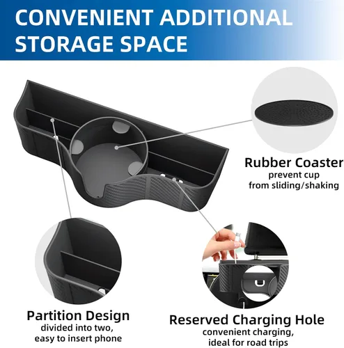 Vista 5 de OUSHASAA Organizador de reposacabezas de asiento trasero 3 en 1 con portavasos de asiento trasero de 3.7 pulgadas para automóvil, organizador