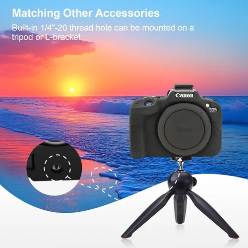 Vista 6 de VOVMOEYA Compatible con Canon EOS R50 - Kit de accesorios para funda de cámara [con 2 películas LCD templadas], funda protectora de cámara