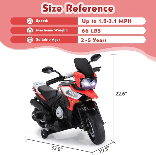 Vista 10 de TOBBI - Motocicleta para niños, eléctrica, estilo motocross, bicicleta para niños pequeños con ruedas de entrenamiento, juguetes de 12V, batería