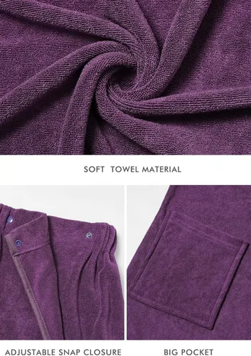 Vista 17 de Knuffnee Toalla de baño para mujer, bata de baño para spa, bata de baño ajustable con cierre a presión